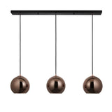 3 Light Linear Pendant in Matt Black with Copper Mirrored Glass (0711BOL102929)
