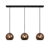 3 Light Linear Pendant in Matt Black with Copper Mirrored Glass (0711BOL102929)