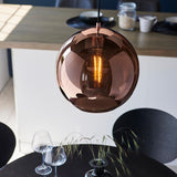 1 Light Pendant in Matt Black with Copper Mirrored Glass (0711BOL102930)