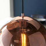 1 Light Pendant in Matt Black with Copper Mirrored Glass (0711BOL102930)
