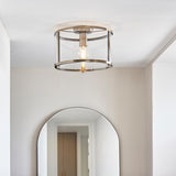 1 Light Flush in Antique Brass with Clear Glass Shade (0711HOP103112)