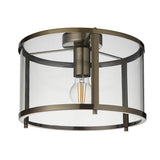 1 Light Flush in Antique Brass with Clear Glass Shade (0711HOP103112)