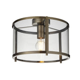1 Light Flush in Antique Brass with Clear Glass Shade (0711HOP103112)