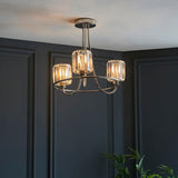 3 Light Semi Flush in Bright Nickel with Clear Cut Glass Shades (0711BER104107)