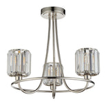 3 Light Semi Flush in Bright Nickel with Clear Cut Glass Shades (0711BER104107)