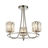3 Light Semi Flush in Bright Nickel with Clear Cut Glass Shades (0711BER104107)