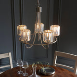 5 Light Pendant in Bright Nickel with Clear Cut Glass Shades (0711BER104108)
