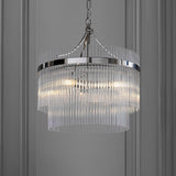 3 Light Pendant in Polished Nickel with Clear Glass Rods (0711MAR104113)
