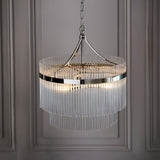 3 Light Pendant in Polished Nickel with Clear Glass Rods (0711MAR104113)