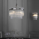 3 Light Pendant in Polished Nickel with Clear Glass Rods (0711MAR104113)