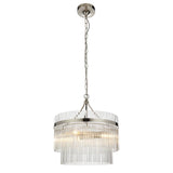 3 Light Pendant in Polished Nickel with Clear Glass Rods (0711MAR104113)