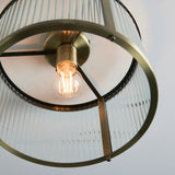 1 Light Flush, Antique Brass Plated with Clear Ribbed Glass (0711RID106265)