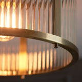 1 Light Flush, Antique Brass Plated with Clear Ribbed Glass (0711RID106265)