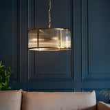 3 Light Pendant, Antique Brass Plated with Clear Ribbed Glass (0711RID106282)