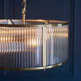 3 Light Pendant, Antique Brass Plated with Clear Ribbed Glass (0711RID106282)
