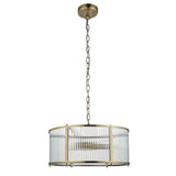 3 Light Pendant, Antique Brass Plated with Clear Ribbed Glass (0711RID106282)