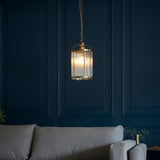 1 Light Pendant in Antique Brass with Clear Ribbed Glass Panels (0711LAM106710)