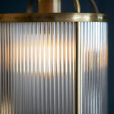 1 Light Pendant in Antique Brass with Clear Ribbed Glass Panels (0711LAM106710)