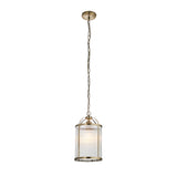 1 Light Pendant in Antique Brass with Clear Ribbed Glass Panels (0711LAM106710)