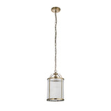 1 Light Pendant in Antique Brass with Clear Ribbed Glass Panels (0711LAM106710)