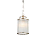 1 Light Pendant in Antique Brass with Clear Ribbed Glass Panels (0711LAM106710)