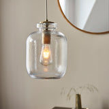 1 Light Pendant in Antique Brass with Clear Textured Glass (0711LYR106923)
