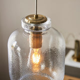 1 Light Pendant in Antique Brass with Clear Textured Glass (0711LYR106923)