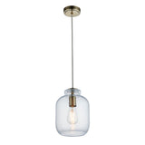 1 Light Pendant in Antique Brass with Clear Textured Glass (0711LYR106923)