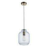 1 Light Pendant in Antique Brass with Clear Textured Glass (0711LYR106923)