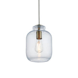 1 Light Pendant in Antique Brass with Clear Textured Glass (0711LYR106923)
