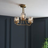 3 Light Semi Flush in Antique Brass with Clear Cut Glass Shades (0711BER107801)