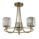 3 Light Semi Flush in Antique Brass with Clear Cut Glass Shades (0711BER107801)