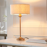 Sophisticated Statement Table Lamp - Vintage Brass and Natural Shade (0711HIG110728)