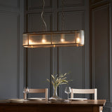 4 Light Linear Pendant, Antique Brass Plated with Clear Ribbed Glass (0711RID110945)