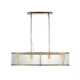 4 Light Linear Pendant, Antique Brass Plated with Clear Ribbed Glass (0711RID110945)