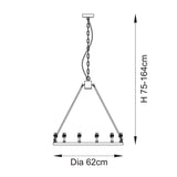 6 Light Pendant in Aged Brass - Height Adjustable (0711CHE111202)