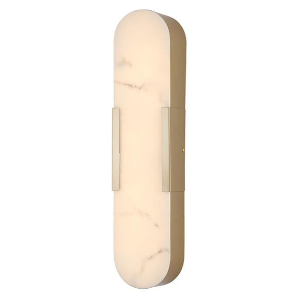 Bathroom 50cm Tall LED Wall Light Alabaster Matt Gold Marble effect (0483OPA39GO)