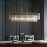 4 Light Linear Pendant in Antique Brass with Clear Glass Rods (0711MAR112573)