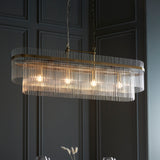 4 Light Linear Pendant in Antique Brass with Clear Glass Rods (0711MAR112573)