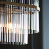 4 Light Linear Pendant in Antique Brass with Clear Glass Rods (0711MAR112573)