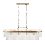 4 Light Linear Pendant in Antique Brass with Clear Glass Rods (0711MAR112573)