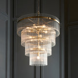 16 Light Tiered Pendant in Antique Brass with Clear Glass Rods (0711MAR112576)