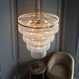 16 Light Tiered Pendant in Antique Brass with Clear Glass Rods (0711MAR112576)