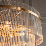 16 Light Tiered Pendant in Antique Brass with Clear Glass Rods (0711MAR112576)