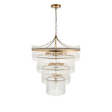 16 Light Tiered Pendant in Antique Brass with Clear Glass Rods (0711MAR112576)