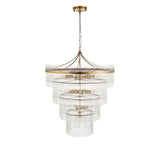 16 Light Tiered Pendant in Antique Brass with Clear Glass Rods (0711MAR112576)