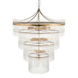 16 Light Tiered Pendant in Antique Brass with Clear Glass Rods (0711MAR112576)