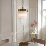 1 Light Pendant, Brushed Aged Brass and Decorative Glass Rod - Height Adjustable (0711ANI115345)