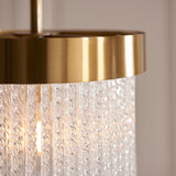 1 Light Pendant, Brushed Aged Brass and Decorative Glass Rod - Height Adjustable (0711ANI115345)