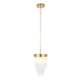1 Light Pendant, Brushed Aged Brass and Decorative Glass Rod - Height Adjustable (0711ANI115345)